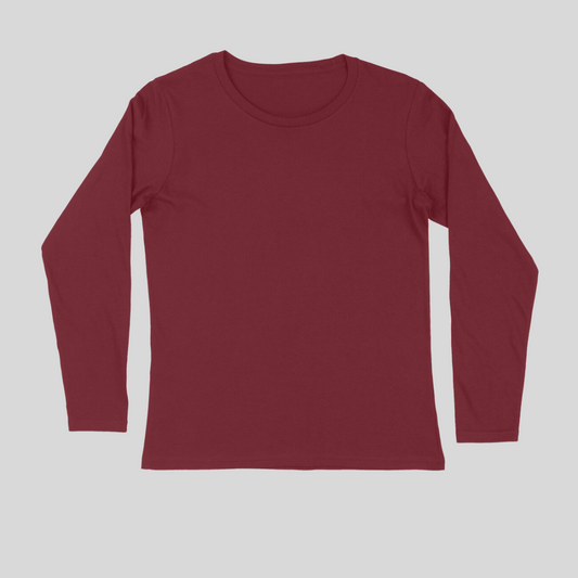 Maroon Solid Full Sleeve T-Shirt