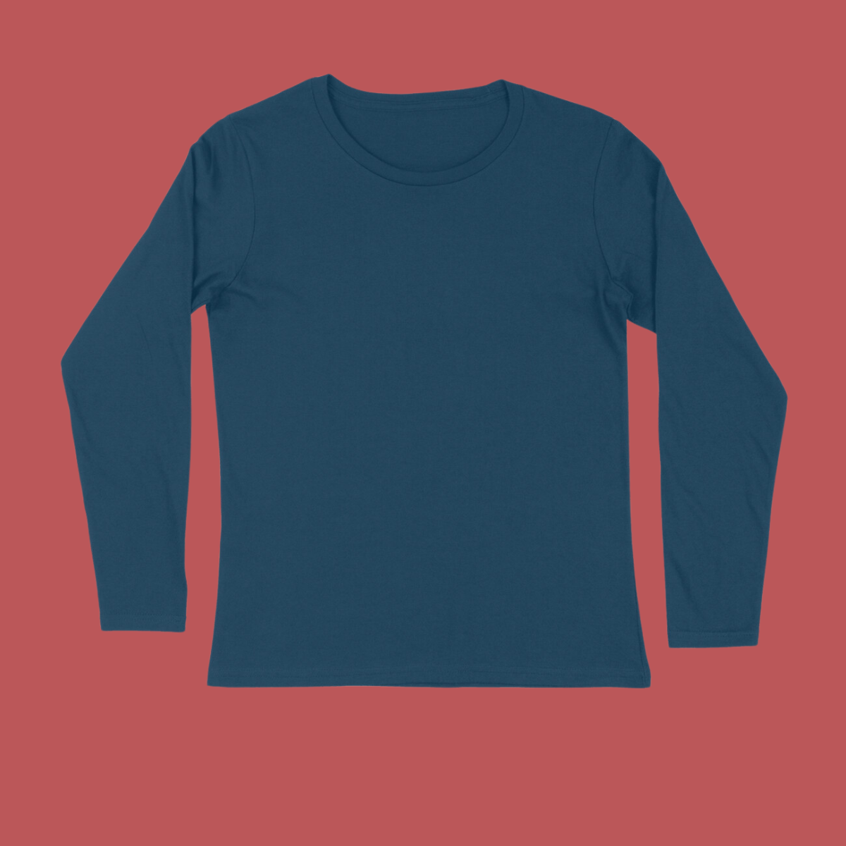 Navy Blue Solid Full Sleeve T-shirt