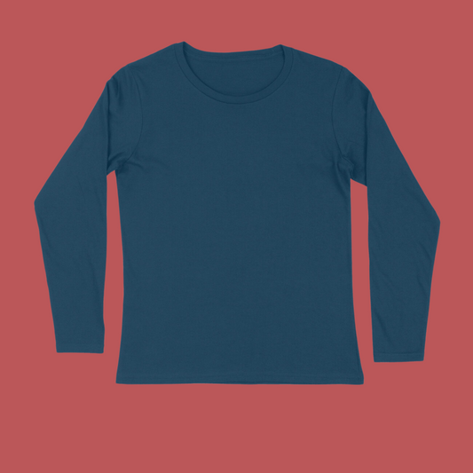 Navy Blue Solid Full Sleeve T-shirt