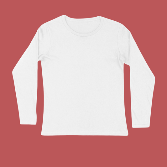 White Solid Full Sleeve T-shirt